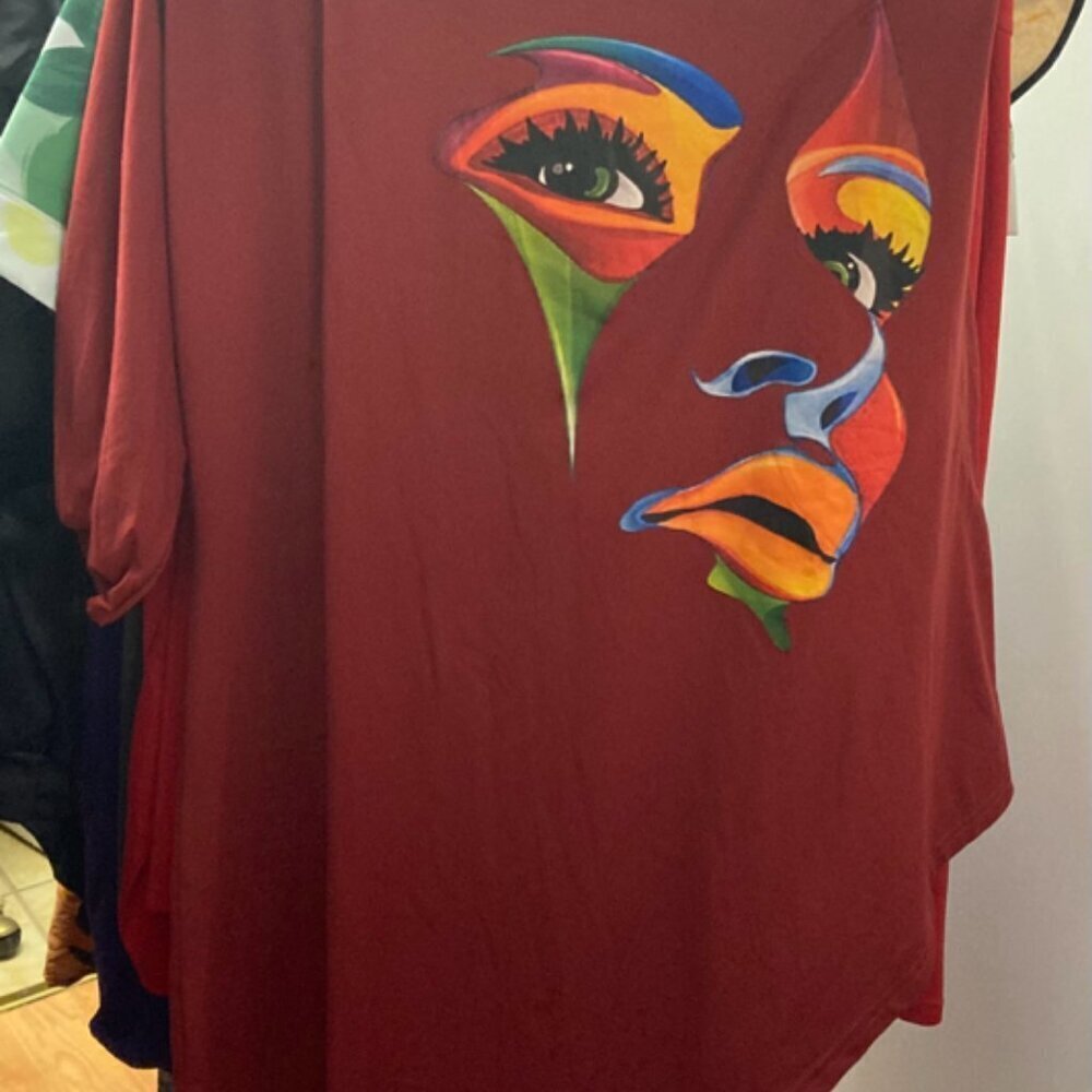 Nwot Women’s Printed Book Plus Size T-Shirt Medium Sleeve Hanging Neck Diagonal